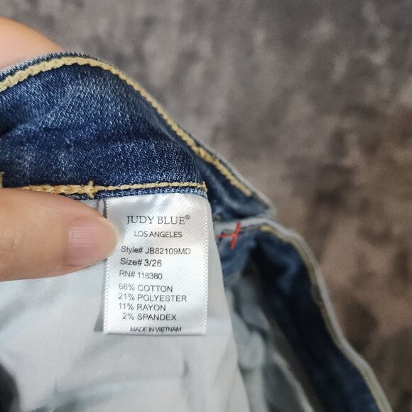 Judy Blue Jeans Womens 3 26 Blue Skinny Camo Ripped Distress Stretch Denim EUC - Picture 5 of 12